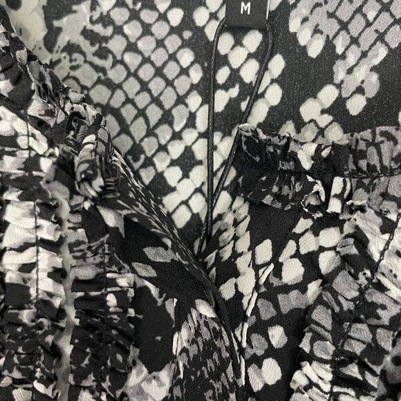 Bloomingdale's LE GALI Terri Snake Print Long Sleeve Blouse Top Black White M - Picture 7 of 10